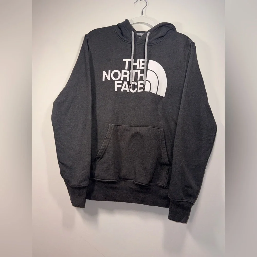 The North Face Men's Grey/White Hoodie With Logo size Small